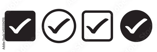 Fototapeta  Check box icon with correct, accept checkmark icons tick box checked. Approve symbol. Check mark icon vector design. black check mark icon. black tick symbol. Vector check icon
