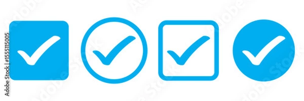 Fototapeta Check box icon with correct, accept checkmark icons tick box checked. Approve symbol. Check mark icon vector design. Blue check mark icon. Blue tick symbol. Vector check icon
