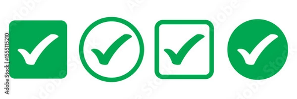 Fototapeta Check box icon with correct, accept checkmark icons, tick box checked. Approve symbol. Check mark icon vector design. Green check mark icon. Green tick symbol. Vector check icon
