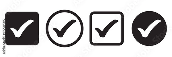 Fototapeta  Check box icon with correct, accept checkmark icons tick box checked. Approve symbol. Check mark icon vector design. black check mark icon. black tick symbol. Vector check icon
