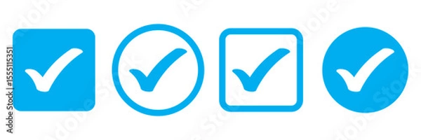 Fototapeta Check box icon with correct, accept checkmark icons tick box checked. Approve symbol. Check mark icon vector design. Blue check mark icon. Blue tick symbol. Vector check icon
