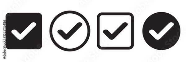 Fototapeta  Check box icon with correct, accept checkmark icons tick box checked. Approve symbol. Check mark icon vector design. black check mark icon. black tick symbol. Vector check icon
