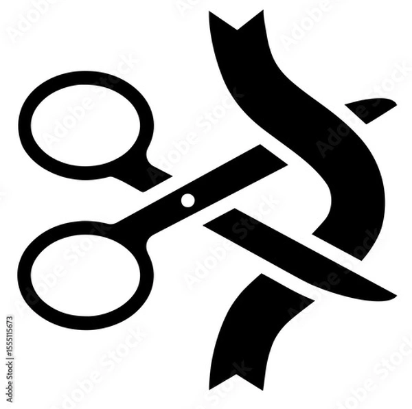 Fototapeta Scissors cutting a ribbon,  grand opening, official start, business inauguration, launch event, and celebration, ceremonial occasions, marketing visuals, new beginnings in professional or festive.