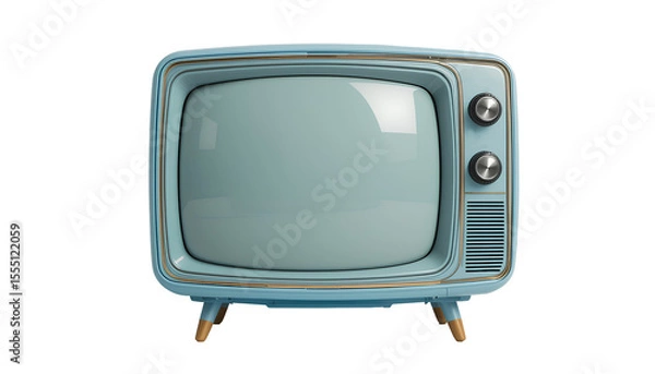 Obraz Vintage-Style TV with Rectangular Screen and Rounded Edges Set Isolated on Transparent Background