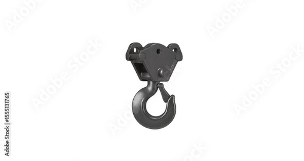 Obraz Black metal hook for lifting and hanging objects indoors  isolated on a transparent background 