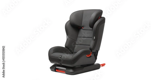 Obraz Child safety car seat in modern design with black and red accents  isolated on a transparent background