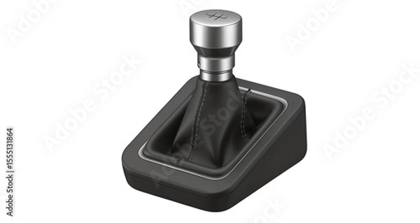 Obraz Car gear shift knob in modern design with black leather base  isolated on a transparent background