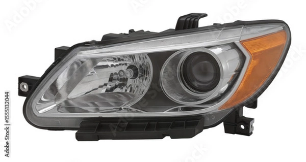 Obraz Automotive headlight assembly with clear lens and yellow indicator  isolated on a transparent background
