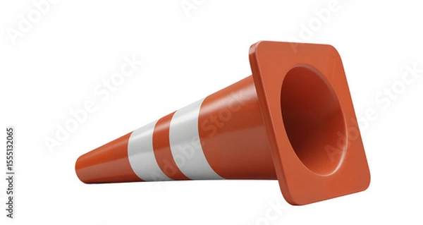 Obraz Orange traffic cone with white stripes isolated on a transparent background
