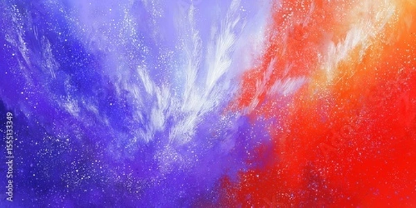 Fototapeta Vibrant abstract artwork featuring swirling colors of blue, orange, and white, evoking a sense of freedom.