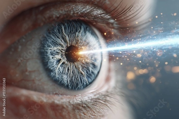 Fototapeta Laser treatment for retina detachment, showcasing precision and medical technology in action.