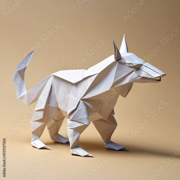 Fototapeta Origami Style Animal in Matte Painting: A Serene Artistic Expression