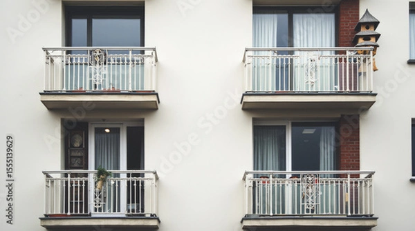 Fototapeta Strasbourg Cronenbourg District Close-Up of Residential Block Balconies