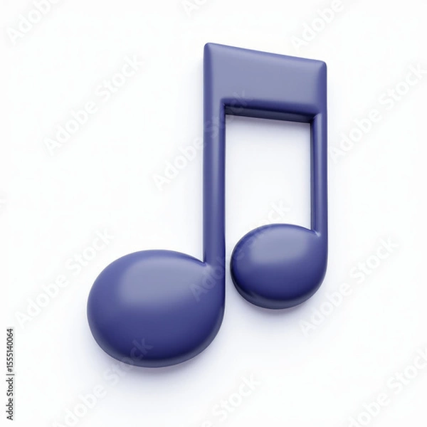 Fototapeta 3D Music Note Emoji Icon Floating with Glossy Dark Blue and Purple Finish