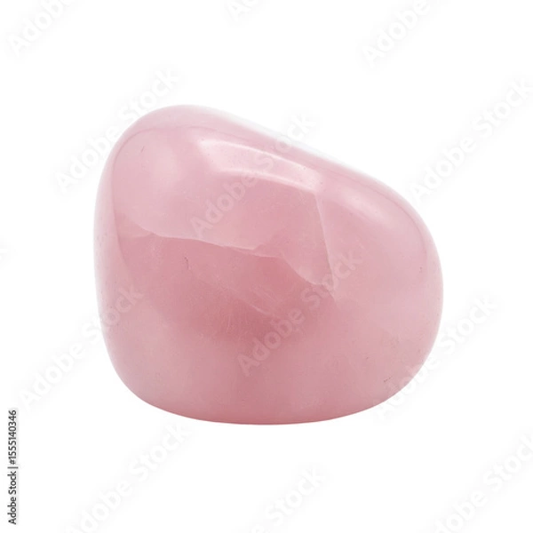 Fototapeta Polished rose quartz crystal in soft pink hue isolated