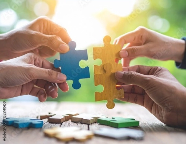Obraz Building Together: Partnership and Business Synergy The Strength of Togetherness: Puzzle of Teamwork