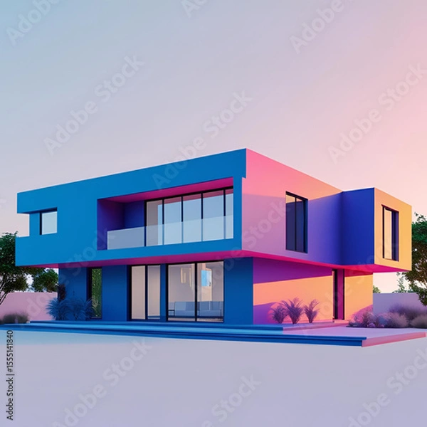 Fototapeta Modern city architecture featuring office and apartment buildings with numerous windows, balconies, and a clear sky backdrop