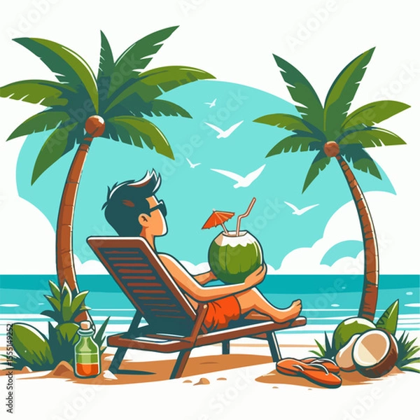 Obraz illustration of someone relaxing on the beach