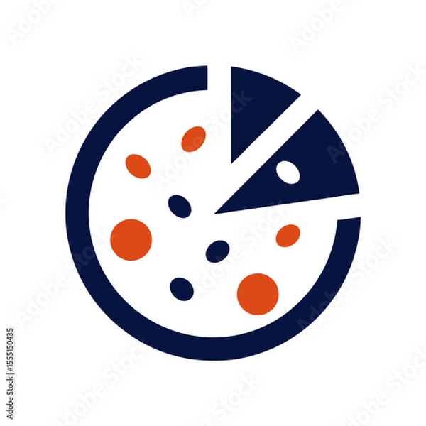 Obraz Unique Pizza Graphic with Vibrant Toppings and Slice Removed