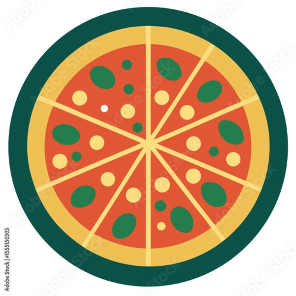 Obraz Colorful Pizza Slice Illustration with Toppings and Bold Design