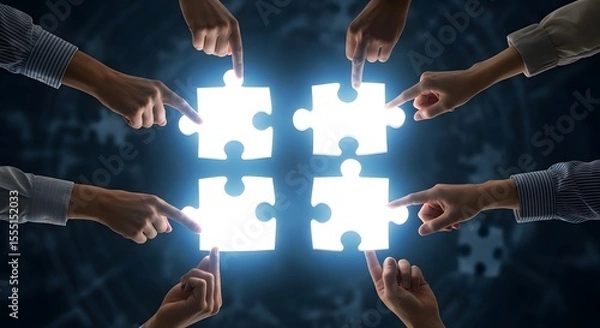 Fototapeta Teamwork, Collaboration, and Problem Solving Connecting the Pieces to Achieve Success