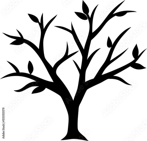 Fototapeta Clean vector tree icon, flat black silhouette for UI and logos