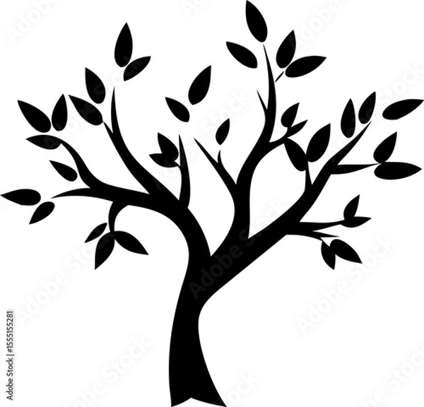Fototapeta Black tree vector image, silhouette tree icon for branding