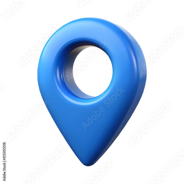 Fototapeta 3D Blue Location Map Pin Pointer Icon Isolated on White Background

