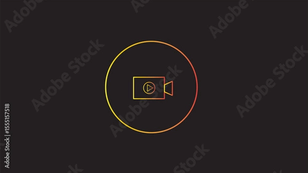 Fototapeta Abstract  circle recorder camera icon,video camera icon simple on black background.