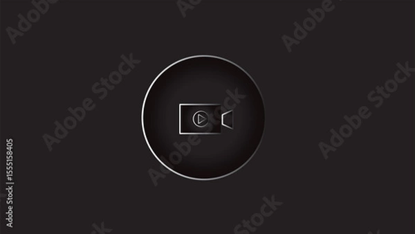 Fototapeta Abstract  circle recorder camera icon,video camera icon simple on black background.