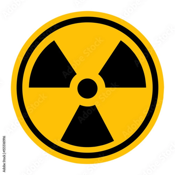 Fototapeta nuclear radiation hazard symbol icon. This flat design represents radioactive danger or nuclear energy. Commonly used in warning signs, safety labels, or nuclear-related content.