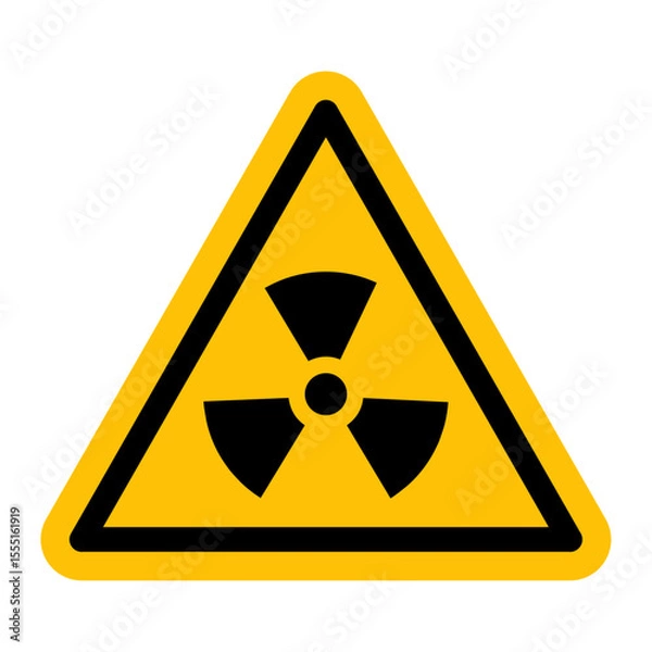 Fototapeta nuclear radiation hazard symbol icon. This flat design represents radioactive danger or nuclear energy. Commonly used in warning signs, safety labels, or nuclear-related content.