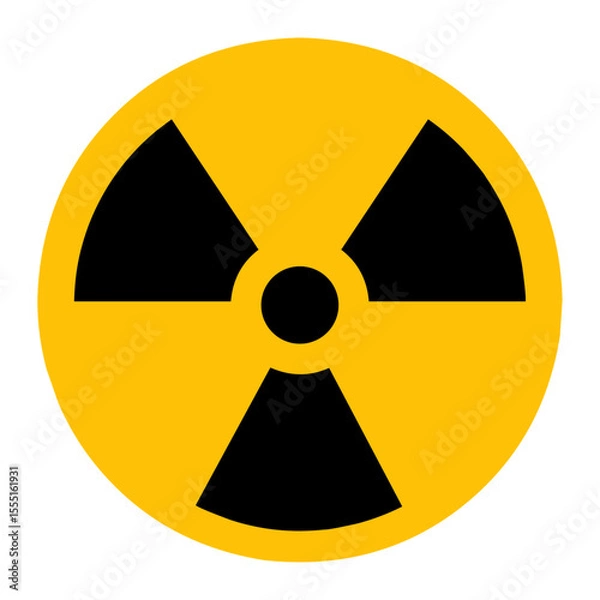 Fototapeta nuclear radiation hazard symbol icon. This flat design represents radioactive danger or nuclear energy. Commonly used in warning signs, safety labels, or nuclear-related content.