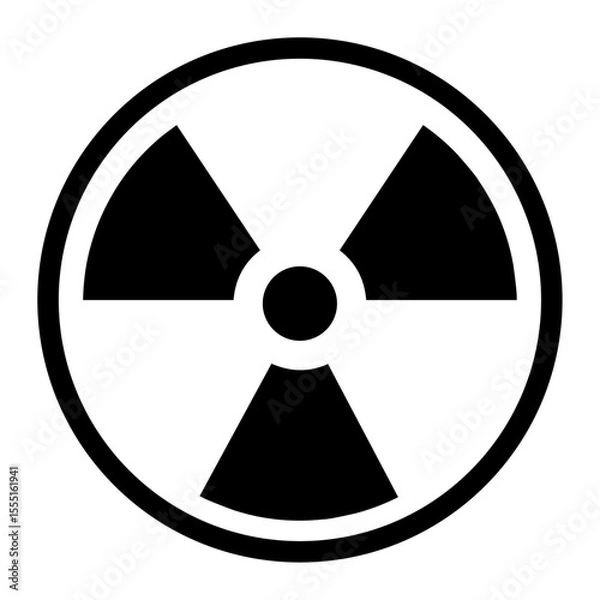 Fototapeta nuclear radiation hazard symbol icon. This flat design represents radioactive danger or nuclear energy. Commonly used in warning signs, safety labels, or nuclear-related content.