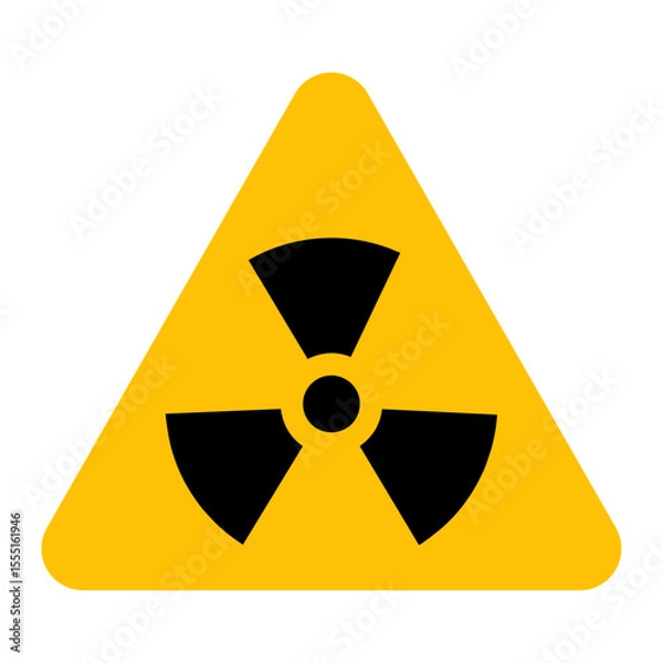 Fototapeta nuclear radiation hazard symbol icon. This flat design represents radioactive danger or nuclear energy. Commonly used in warning signs, safety labels, or nuclear-related content.