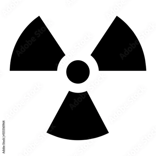 Fototapeta nuclear radiation hazard symbol icon. This flat design represents radioactive danger or nuclear energy. Commonly used in warning signs, safety labels, or nuclear-related content.