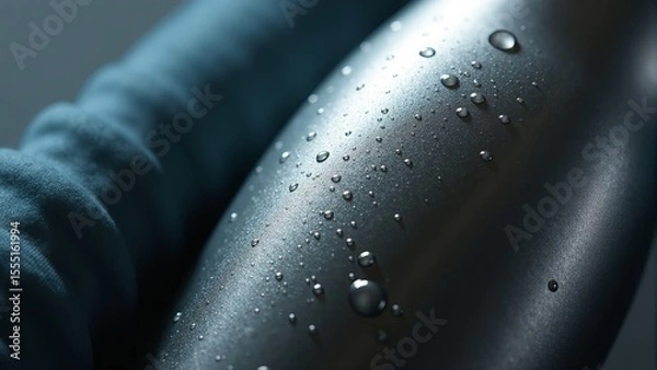 Obraz Water Droplets on Matte Grey Surface