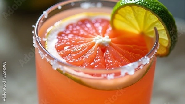 Obraz Refreshing Pink Grapefruit Drink with Lime