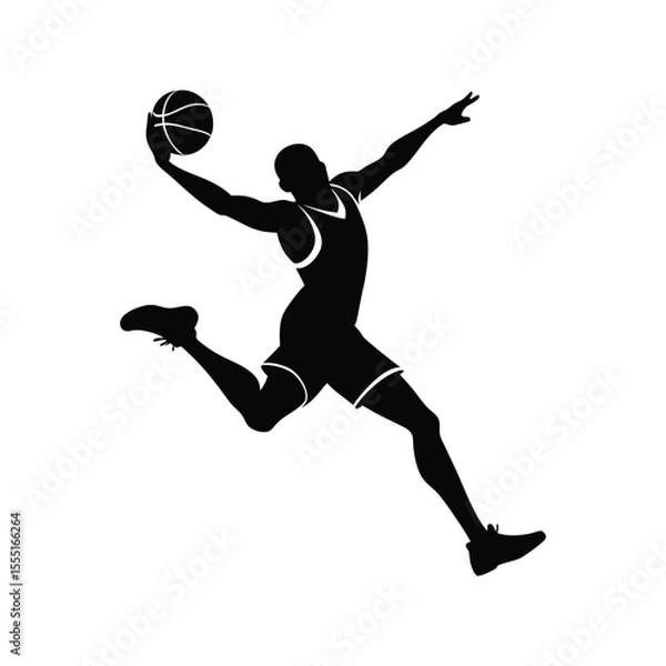 Fototapeta "Basketball Dunk Silhouette Vector – High Jump Sports Icon"