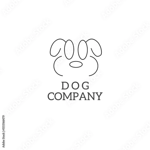 Fototapeta Black line vector logo for company or busines. animal company that protects and cares for animals. Dog animal company. Element vector 
