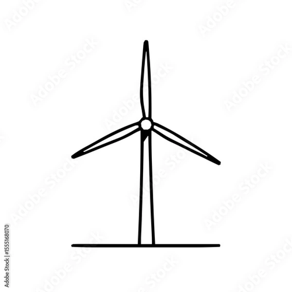 Fototapeta Detailed Minimalistic Wind Turbine Icon with Clean Black Line Vector Illustration on White Background
