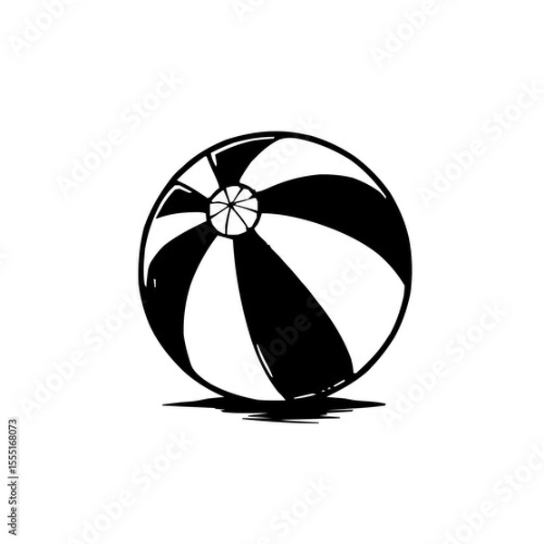 Fototapeta Intricately Designed Sleek Modern Beach Ball Icon with Elegant Line Work on a Pristine White Background for Graphic Applications