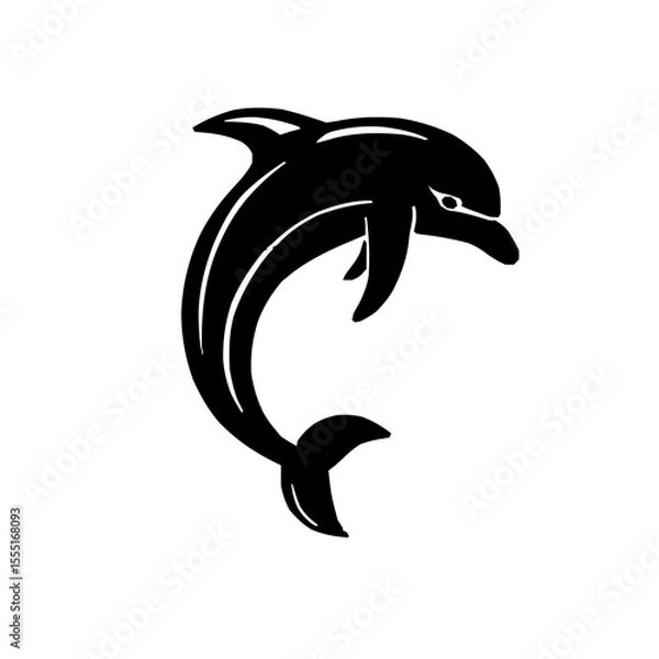 Fototapeta Minimalistic Black Line Dolphin Vector Icon on White Background with Clean and Modern Aesthetics