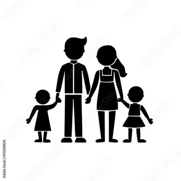 Fototapeta Intricately Designed Modern ECO Family Icon with Minimalistic Black Line Vector on a Crisp White Background