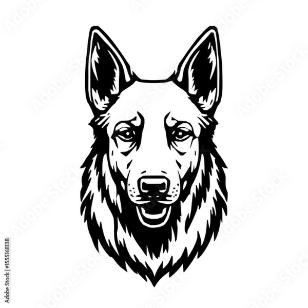 Fototapeta Elegant Police Dog Emblem with Delicate Vector Lines and Sleek Black Contours on Immaculate White Backdrop