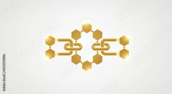 Obraz Abstract Gold Chain and Hexagon Network Design Background