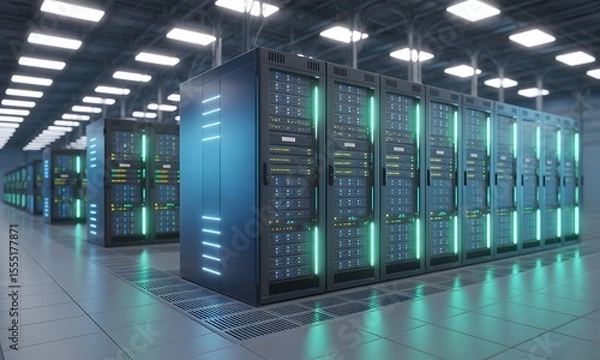 Obraz Data Center Servers Technology Network Infrastructure HighTech Digital World Modern Techn
