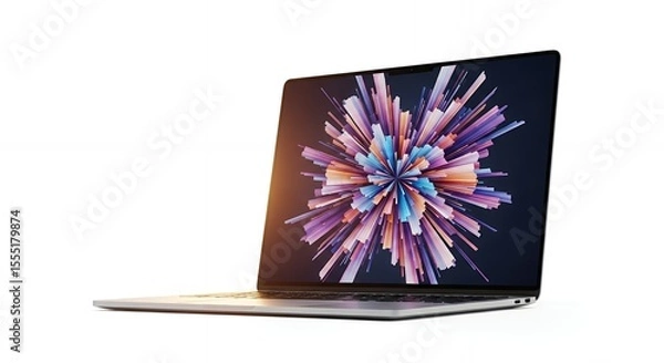 Obraz Modern Laptop with Abstract Colorful Design on Screen