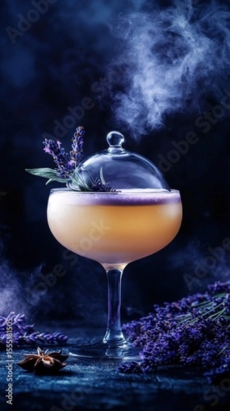 Fototapeta Luxury Zero-Proof Cocktail with Smoky Presentation