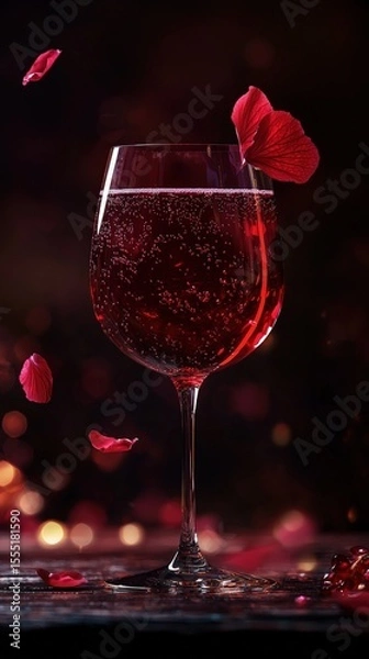 Fototapeta Hibiscus and Pomegranate Fizz in a Stemmed Glass